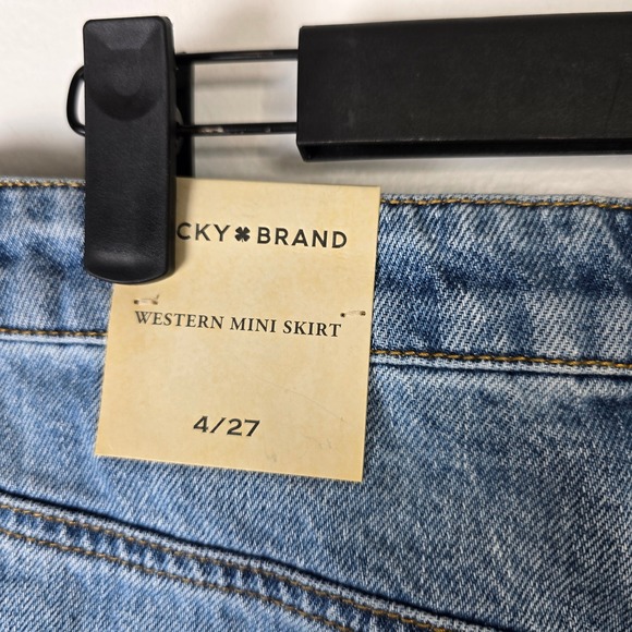 Lucky Legend Western Mini Skirt‎ Size 4/27 Denim Light Wash Turquoise Accents - Picture 5 of 8